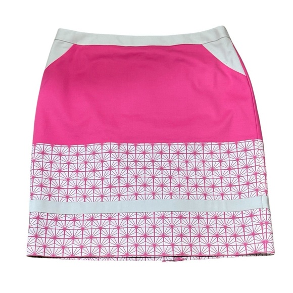 Halogen Pink Gray Starburst Color Block Legally Blonde Pencil Skirt Womens 8 - Picture 1 of 13